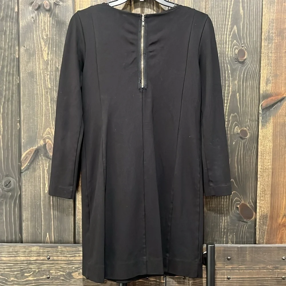 J. Crew Little Black Dress XS Long Sleeves Ponte Stretch Zipper Back LBD Neutral